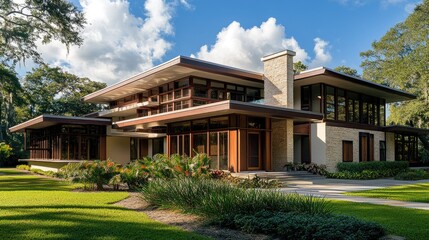 Modern Architectural Gem:  Luxury Home Design in Lush Landscape