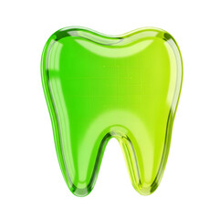 A bright, glossy green tooth icon with a subtle grid pattern, isolated on transparent background