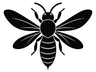 flying wasp silhouette vector icon