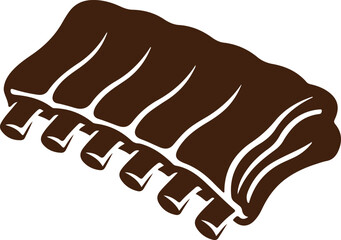 grilled ribs silhouette bbq design, barbecue rib rack food vector, smoked ribs meat icon illustration