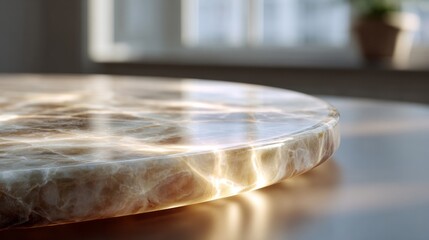 Fototapeta premium Radiant sunlight dances on alabaster tabletop, whispering of solstice celebrations, introspective decor, and serene minimalism transformations