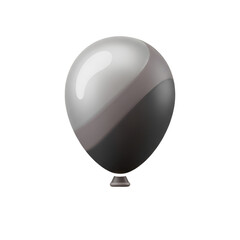A modern, abstract balloon with a gradient of gray and black, isolated on transparent background