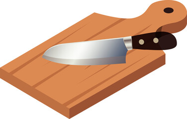 Kitchen Knife on Wooden Cutting Board