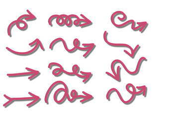 Set arrows sign symbol handdrawn 