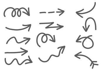 Set arrows sign symbol handdrawn 