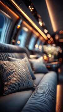 Luxurious airplane seating area