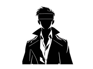 Futuristic New Vector Silhouette of a Handsome Young Man Wearing Augmented Reality Glasses, Perfect for Technology and Innovation Designs.