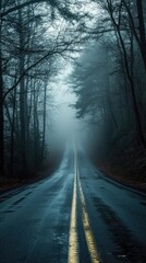 Fototapeta premium A road with a yellow line down the middle