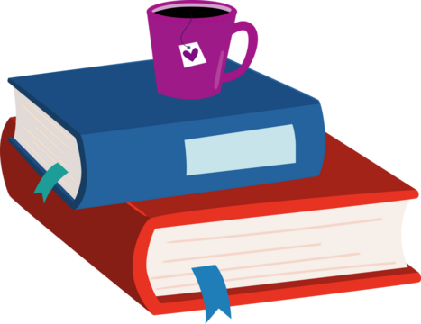 Hot Tea Mug on Stacked Books