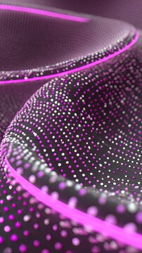 Abstract swirling forms, dotted with glowing particles, in shades of pink and gray