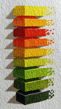 Stacked colorful blocks, pixelated effect