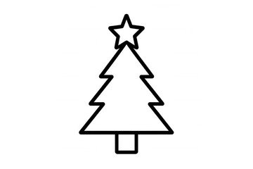 Christmas tree line art drawing with star on top, representing holiday season and winter celebration