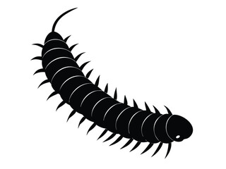 millipede crawling silhouette vector icon