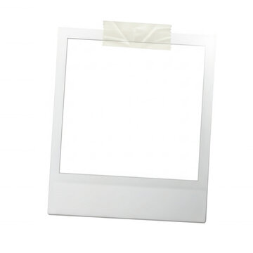 White instant photograph with tape isolated on a transparent background