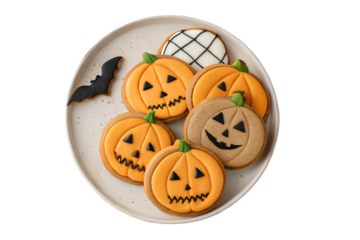 Halloween Pumpkin Cookies with Spooky Designs
