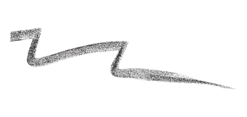 Hand drawn black pencil lines, circles, stripes and squiggly lines on transparent background.