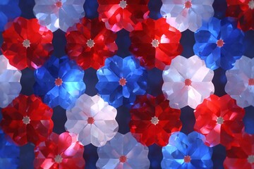 Decorative Pattern of Bold Octagonal Stars in Vibrant Red, White, and Blue Shades Generative AI