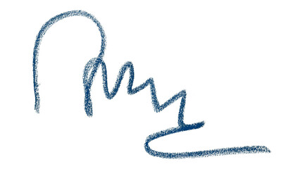 Hand drawn blue pencil lines, circles, stripes and squiggly lines on transparent background.