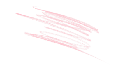 Hand drawn pink pencil lines, circles, stripes and squiggly lines on transparent background.