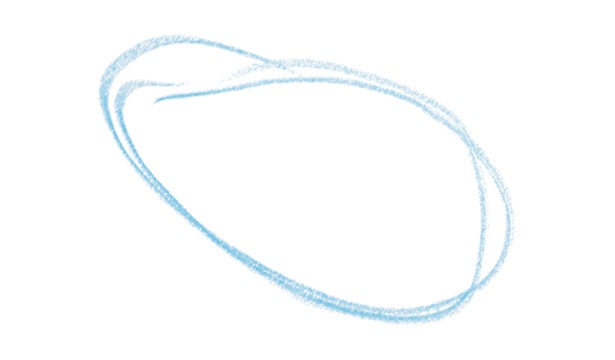 Hand drawn light blue pencil lines, circles, stripes and squiggly lines on a transparent background.