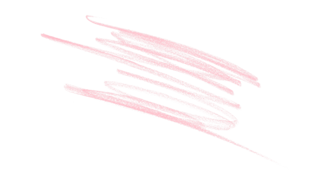 Hand drawn pink pencil lines, circles, stripes and squiggly lines on transparent background.
