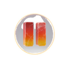 3d render of two pause buttons with red and yellow gradient isolated on transparent background