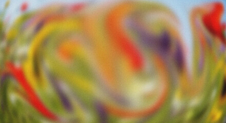 Abstract swirling colorful paint strokes with vibrant hues and textured effect