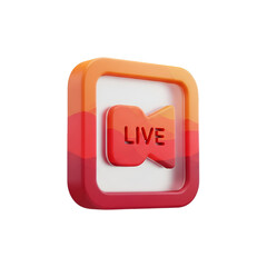 3d render of a live streaming icon with camera symbol isolated on transparent background
