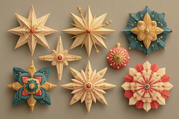 Beautiful Vector Set of Decorative Motifs Featuring Stars in Various Designs Generative AI