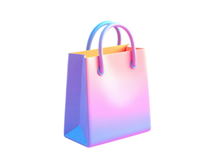 3D-rendered pastel-toned shopping bag with a black background
