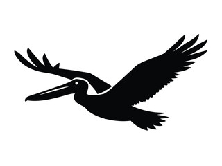 Fototapeta premium pelican flying silhouette vector icon