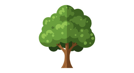 A flat vector illustration of a green tree, clean shapes, flat colors, no outlines, isolated on white background