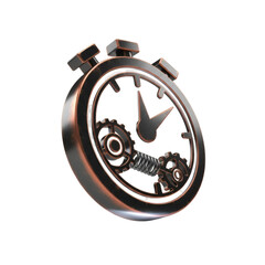 Stopwatch icon with gears isolated on transparent background