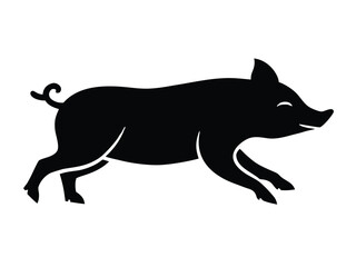 pig running silhouette vector icon