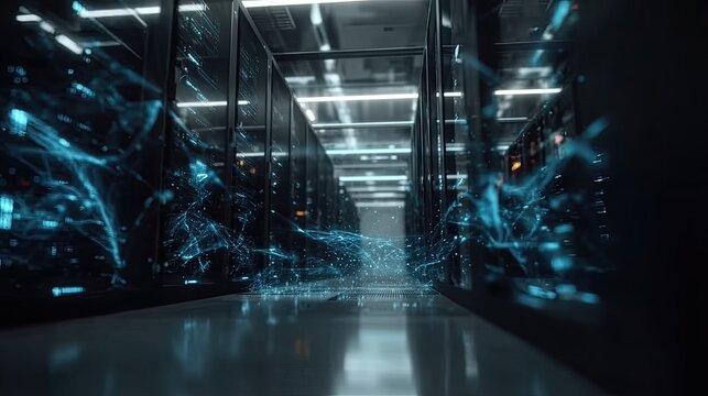Server room, digital network