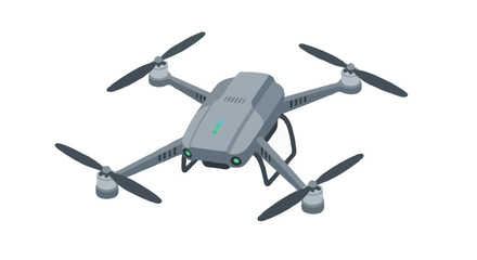 A flat vector illustration of a drone with four propellers, simple flat design, no outlines, isolated on white background
