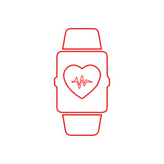 Smartwatch Health Chart Outline Icon - Fitness, Data Tracking, and Wearable Tech Line Art Vector	