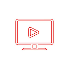 Video Streaming Play Button Outline Icon - Media, Online Content, and Entertainment Line Art Vector	