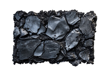 Obraz premium Textured dark gray abstract organic shapes isolated on transparent background. Black soil cut out isolated on white background.