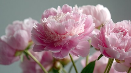 Soft pink peonies bloom beautifully, adding elegance and charm to any spring setting