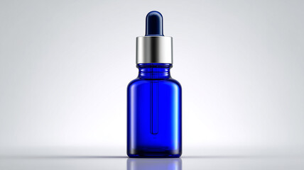 青いガラス瓶が白背景に置かれている