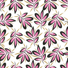 Colorful hibiscus flower with tropical leaf seamless pattern design for summer holidays background
