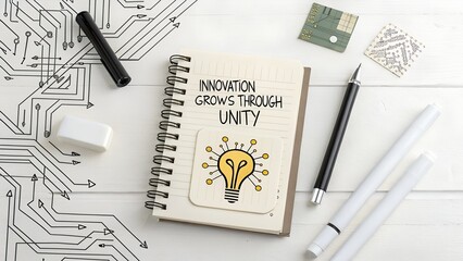 Spiral Notebook with Innovation Message and Lightbulb Idea