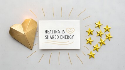 White Card Displaying Message About Healing With Gold Stars