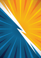 Yellow and blue background of fighting comic with speed lines