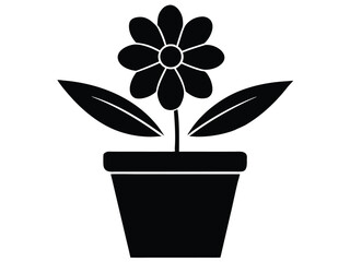 potted flower silhouette vector icon