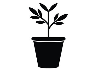 potted plant silhouette vector icon