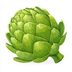 Obraz premium A freshly picked artichoke, showcasing its vibrant green color and intricate, layered leaves