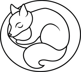 fox curled mandala sleep therapy illustration on transparent background