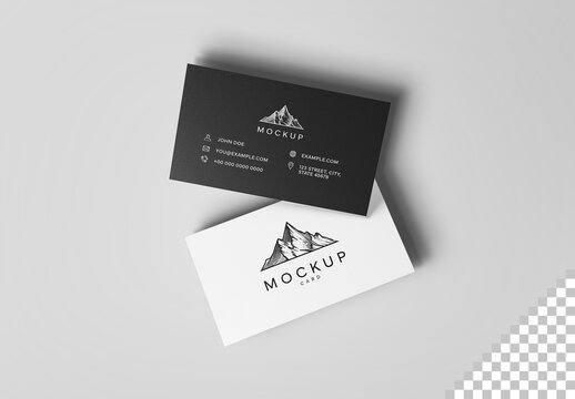 Two Business Cards Isolated On Grey Background Mockup